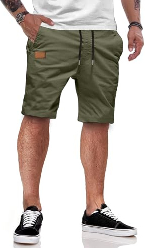 JMIERR Kurze Hosen Herren Sommer Shorts Herren Chino Baumwolle | Cargo Shorts Herren,Freizeit Shorts,Bequeme,mit Kordelzug Taschen,Elastische,Sommerhose für Freizeit,Golf,Strand,Urlaub