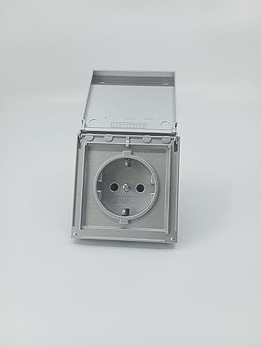 GIRA 445465 Steckdose alu mit Klappdeckel IP44