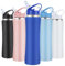 SUPPRUI Insulated Water Bottles,600ml Stainless Steel Water Bottle with Straw,Metal Water Bottle,Double Walled Drink Flasks Leakproof Keep Drinks Hot Cold (Blue)