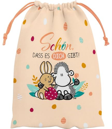 Sheepworld Geschenkbeutel mit Motivdruck Schön | Stoffbeutel mit Zugband zum Verschließen, 27,3 cm x 20,7 cm, Beutel mit Ostermotiv | Geschenk Ostern, Osternest | 48513