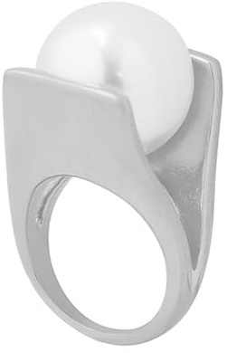 Anillo De Declaración De Perlas Exageradas De Acero Inoxidable En Forma De Y Anillo Grande De Estilo Único Joyas De Dedo Personalizadas Para Mujeres Y Niñas Regalo De Cumpleaños De Moda, 7, Acero
