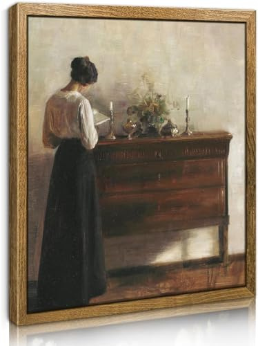 TOARTi Gerahmte Leinwand-Wandkunst, Vintage, 30,5 x 40,6 cm, Motiv: Frau beim Lesen, Porträt, Wanddekoration, Inneneinrichtung mit Ölgemälde der Künstlerin, ästhetische Retro-Kunstdrucke für