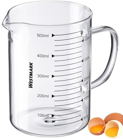 Westmark Jarra Medidora de Vidrio, Para Medir Ingredientes, Segura para Microondas, Resistente al calor, Asa Ergonómica, 500 ml