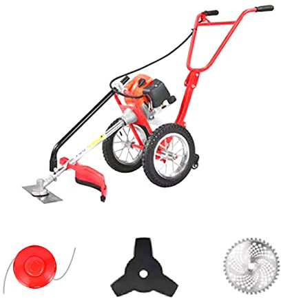 BDCXUX Cortacésped de Empuje Manual, cortacésped pequeño de Gasolina Multifuncional, Motor de 2 Tiempos con 4 Cuchillas, desmalezador doméstico