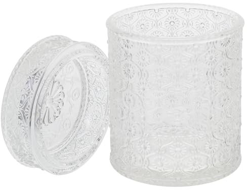 VILLFUL Elegant Glass Candy Jar Jewelry Storage Holder Desktop Organizer Glass Jars Lid Ring Storage