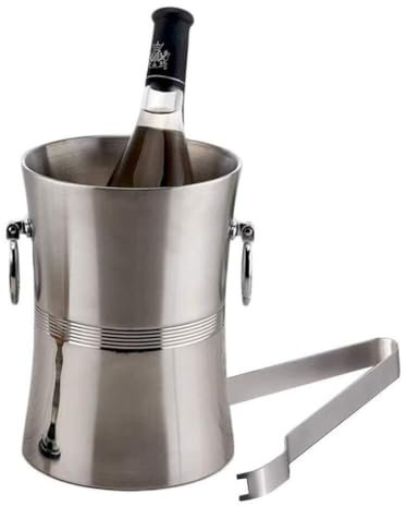 Seau à glace à double paroi isotherme en acier inoxydable à double paroi en acier inoxydable, récipient à glace portable pour fête, seau à champagne avec pince et couvercle (L)