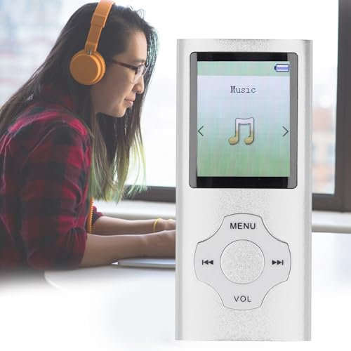 Reproductor MP3 MP4 con Bluetooth 5, Reproductor de Música con Pantalla LCD de 1,8 Pulgadas, con Lector de Libros Electrónicos de Grabación de Voz, Visor de Fotos, Admite (Silver)