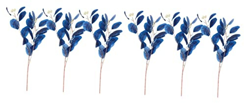 PRETYZOOM 6 Piezas Hojas De Eucalipto Simuladas Florero Burdeos Ramo De Eucalipto Plantas Colgantes Artificiales Hoja De Pampa Acuerdo Suculentas Plantas Artificiales Vine Blue Flor De Seda