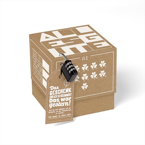 SURPRISA Rätselbox - Geldgeschenke Geburtstag, Hochzeit, Geschenkbox Rätsel | Geschenkverpackung Geldgeschenk, Gutscheine, kleine Geschenke, für alle Anlässe, Motiv: Alles Gute - Rätsel, Größe S (12 cm)
