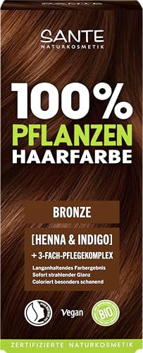 SANTE Naturkosmetik Pflanzenhaarfarbe - Bronze - 100g - natürliche Coloration mit Bio-Henna & Indigo - Haarfarbe ohne Ammoniak & Peroxide - vegan & dermatologisch getestet