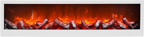 LED Wandkamin Tischkamin Elektrokamin mit realistischer Flammensimulation Feuersimulation Kaminfeuer weiß inkl. Fernbedienung 60x20cm