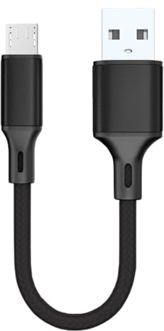 pluX 20cm Micro USB Charging Cable Braided Fast Charger Data Sync Lead for Galaxy, Android