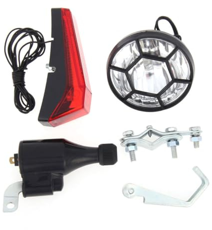 Veesper Dynamo Lights Set, Front Headlight Rear LED Safety Light Cycling Accessories Bike Generator Light Set
