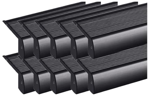 DGLILUAN 39.3 in Non-Slip Stair Nosing with Led Channel, Aluminum Step Lights Channel Track Long Stair Trim Treads Edge Protector for Staircases, Porch and Patio (10, Black, 39.3 L)
