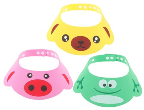 MOLUCKFU 3stücke Junge Mädchen Badehut Mit Visier Für Junge Mädchen Und Kleinkinder Zum Duschen Und Waschen Ergonomisch Geformt Um Wasser Und Schaum Abzuleiten Flexibel Und Bequem Tragbar