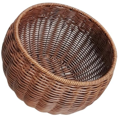 MAGICLULU Elegant Large Woven Storage Basket Imitation Rattan Fruit Basket for Kitchen Storage