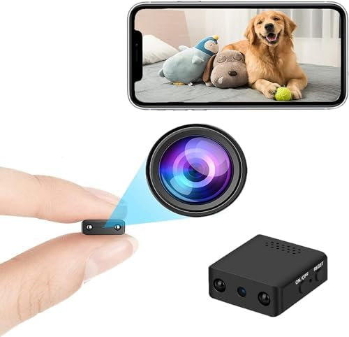 WiFi Mini Kamera 1080P HD, Kleine Überwachungskamera mit Live Übertragung aufs Handy, Kompakte Indoor Sicherheitskamera mit Bewegungserkennung & Nachtsicht, mini camera Stromanschluss erforderlich