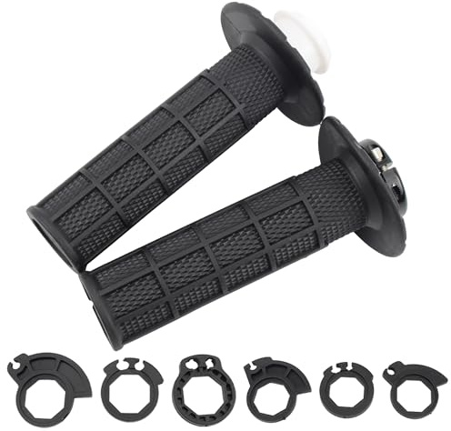 PowerMotor 22mm Lenkergriffe rutschfest Lock-On-Griffe mit 6 Verstellbaren Nocken/Verriegelbare Griffe Ersatz für CRF SXF EXC XC-W Motocross Dirt Bike ATV Quad – Schwarz