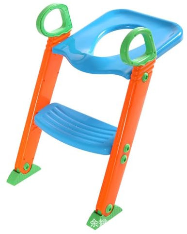 XFLHXY Siège de Toilette d'apprentissage de la Propreté avec Escabeau Antidérapant Robuste pour Enfants, Hauteur Réglable, Tabouret d'apprentissage de la Propreté Portable(Blue)