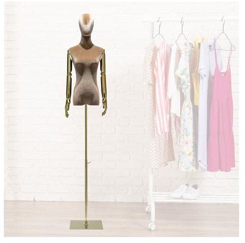 schneiderpuppe Schneiderpuppe Damenbüste Weiblich Verstellbar 53-77 Zoll, Schneiderbüste mit Galvanisiertem Arm und Metallsockel for Kleidung Kleid Schmuck Display for Clothing Shop Dresses(G,S-Small)