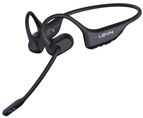 LEVN Open Ear Headphones with Mic, 29g Bluetooth Headset with Microphone, Bluetooth Headphones with Noise Cancelling Mic, Waterproof Non-slip Wireless Headset with Mic for Work, Workout, Driving, Call