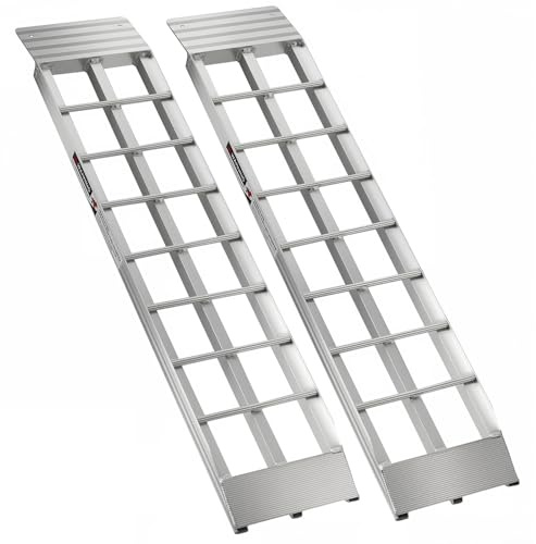 Lot de 2 rampes de chargement en aluminium - 680 kg maximum - Pour moto, tondeuse à gazon, quad, souffleuse à neige, garage et abri à outils, 91 x 20 cm
