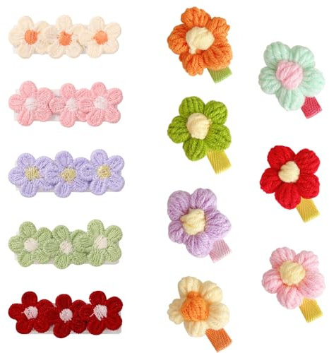 TRKETK 12 Stück Plüsch Blume Haarspange Mehrfarbig Blumen Baby Haarspangen Niedliche Rutschfeste Haar-Accessoires Volles Band bedeckt Handwerk für Mädchen Kinder Teenager Damen