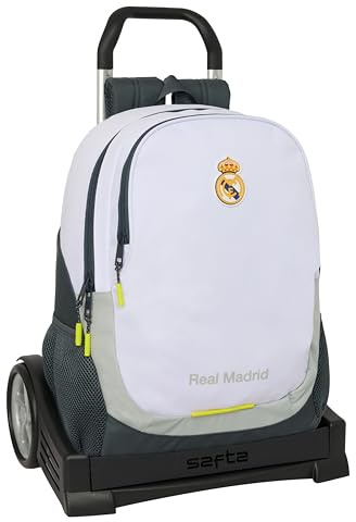 Safta REAL MADRID EQUIPACIÓN 25/26 - Mochila Escolar, Espalda Ergonómica, con Carro Evolution, Ideal para Niños de Diferentes Edades, Cómoda y Versátil, Calidad y Resistencia, 32x16x44 cm