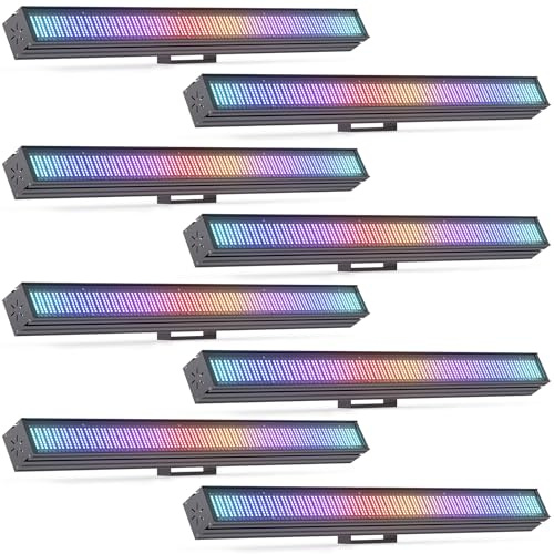 200W Barra Luminosa Wallwasher Iluminación de Escenario, Luz Discoteca 768 LED RGB DMX512 Control de Voz Estroboscopio para DJ Fiestas Escenarios Bodas al aire libre, 8 unidades