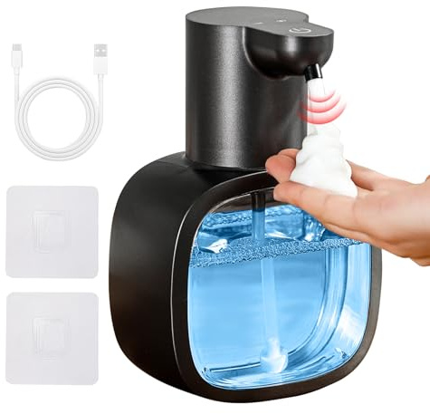 DODO MEKIA Automatic Foaming Soap Dispenser, 17oz/500ml Touchless Rechargeable with 4-Level Adjustable & IPX5 Waterproof - Level Display for Wall/Tabletop Use in Bathroom, Kitchen, Black