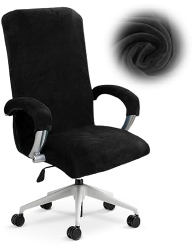 CEWROM Funda de felpa de terciopelo para silla de oficina con reposabrazos, funda elástica para silla de gaming, funda extraíble para sillón, funda elástica para silla de oficina, silla giratoria