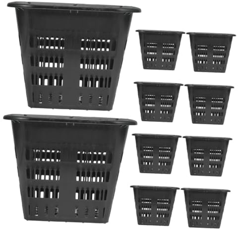 DECOMELODY Macetas de Red Hidropónicas 10 Piezas Abs Negro para Cultivo | Reutilizables, Resistentes al Desgaste Deformables, Ventilación para Raíces, Jardines y Terrazas