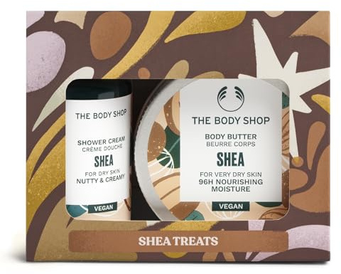 The Body Shop Shea Treats Weihnachts-Geschenkset (Duschcreme 60 ml + Körperbutter 50 ml), pflegendes festliches Duo mit Sheabutter, sanfter Reiniger & reichhaltiger Feuchtigkeitspflege für weiche