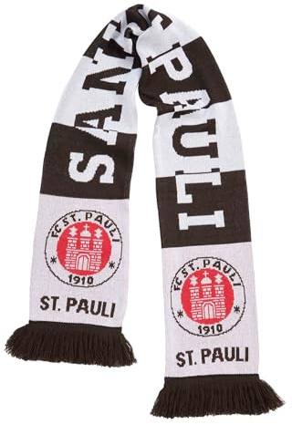 FC St. Pauli Schal Streifen - Fanschal in Braun Weiß mit Schriftzug