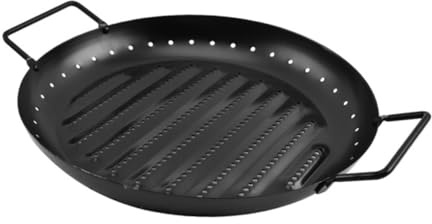 ULTECHNOVO Placa de Barbacoa Redonda de Hierro Antiadherente Resistente y Fácil de Limpiar para Cocinar al Aire y Camping Herramienta Práctica para Barbacoas y Reuniones Familiares