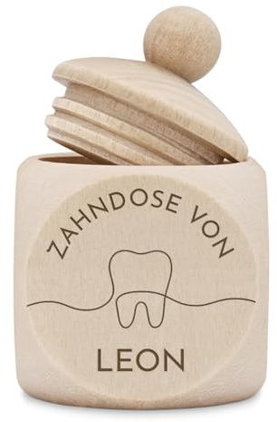 polar-effekt Holz Zahnbox für Milchzähne mit personalisierter Gravur - Geschenk-Idee für Kinder - Milchzähne sicher aufbewahren - aus Echtholz hergestellt