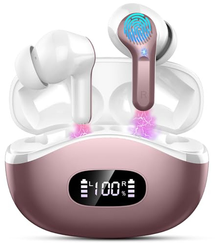 Rinsmola Wireless Earbuds, Bluetooth 5.4 Ear Buds 2025 New Wireless Headphones in Ear with 4 ENC Noise Cancelling Mics, 3D Deep Bass Stereo Bluetooth Earphones 36H Playtime, IP7 Waterproof Headset