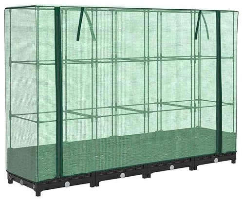 Aiuola rialzata con copertura per serra, 160 x 40 x 123 cm, effetto rattan, PP (polipropilene), durevole e resistente alle intemperie, ideale per giardino, balcone o terrazza