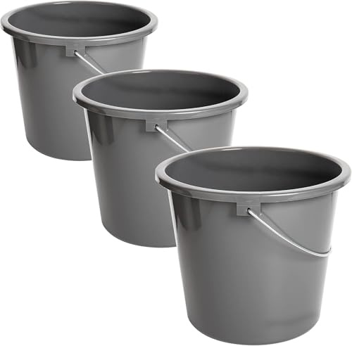2friends Haushaltseimer Set 10L mit Messskala I 3er Set Putzeimer lebensmittelecht, Made in EU, Kunststoff, farbig gemischt (Blau, Rot, Grau), Stabiler Griff, vielseitig für Küche und Reinigung