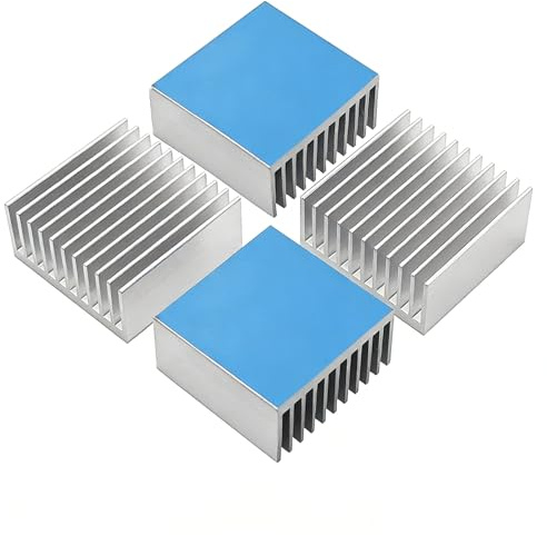 4PCS Aluminum Heat Sink with Thermal Conductive Adhesive Tape, 40×40×20mm Heatsink Cooler for Cooling VRM GPU Stepper Driver 3D Printer Stepper Motor