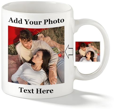 AAQ Personalised Mugs with Photo Text - Custom 11OZ Coffee Mug, Personalised Gift for Dad Mother Love Christmas Birthday Anniversary Graduation (A1)