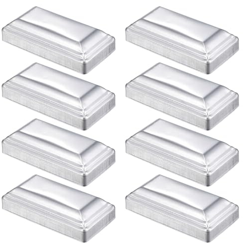 sourcing map 8Pcs Fence Post Cap Fit 4 x 2 OD Pipe,Deck Post Cover | Galvanized Steel Square Decking Caps,for Mailbox Outdoor Chain Link Wood/Metal Fence Deck Railing,Silver