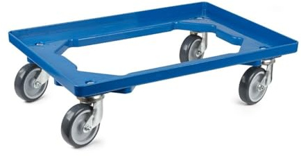 FIXKRAFT Eurobox Rollwagen 60x40 cm Transportroller mit Bremsen Transporthilfe mit Rollen für Transport von Aufbewahrungsboxen Kunststoff Transportwagen inkl. Transportrollen (Lenkrollen aus Metall &