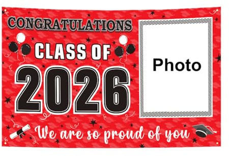 Personalisierte Graduation Banner mit gesicht foto Selbst Gestalten Klasse 2026 Abschlussbanner Graduation Party Deko, Custom Abi Banner Grad Personalisiert Geschenke für Grad Day 180x115cm