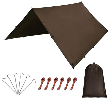 13 × 16,5 Fuß wasserdichte Camping-Zeltplane, Mehrzweck-Regen-Sonnenschutz-Picknickmatte for Outdoor-Überlebensschutz(Coffee)