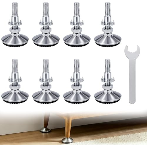 8 Stück Stellfüße Höhenverstellbar, M10*50mm Möbelfüße Verstellbar, Höhenverstellbare Füsse mit Einschlagmuttern, Verstellbare Möbelfüße für Möbelfuss Verstellbar Tisch Stuhlbeine Maschinenfüße