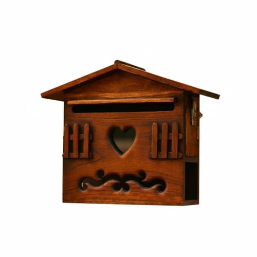 Bffcnl Cassetta Postale in Legno Artigianale Cassetta Postale Decorativa in Legno Ampia Capacità Arredo Esterno per Giardino