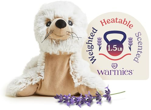 warmies Microwavable & Weighted Stuffed Animal, Seal - Heated Stuffed Animal for Cramp Relief - Weighted Plushies for Stress Relief - Seal Plushie with Lavender Aroma - 13 in, 2 lb, Pack of 1