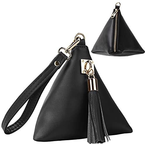 PG6 Women Synthetic Leather Clutch Wallet Triangle Wristlet Purse with Wrist Strap