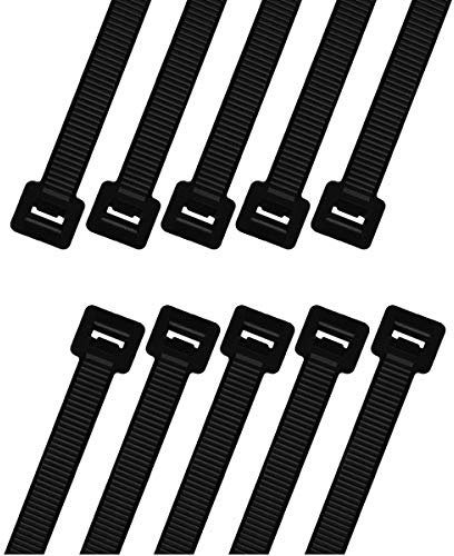 intervisio Fascette Plastica per Cablaggio Lunghe 1020mm, Fermacavo Grandi Nere Elettricista 1020mm Nylon Cavi Stringicavo, Nero, 10 Pezzi